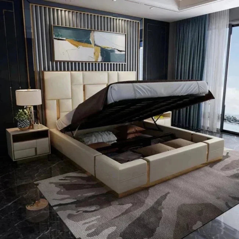 Dolcy Pro Luxury Upholstered Bed in Leatherette | Designer Bed - Luxe Maple