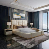 Dolcy Pro Luxury Upholstered Bed in Leatherette | Designer Bed - Luxe Maple