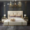 Donald Upholstered Bed In Leatherette - Luxe Maple