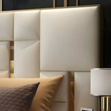 Donald Upholstered Bed In Leatherette - Luxe Maple