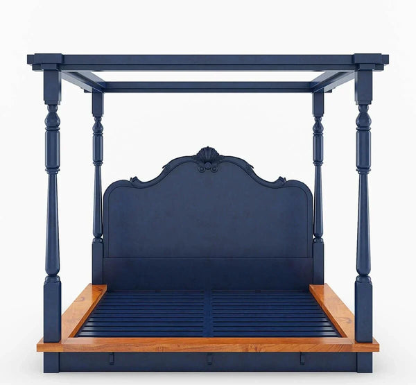 Florance Solid Wood Luxury Poster Bed in Honey Teak.