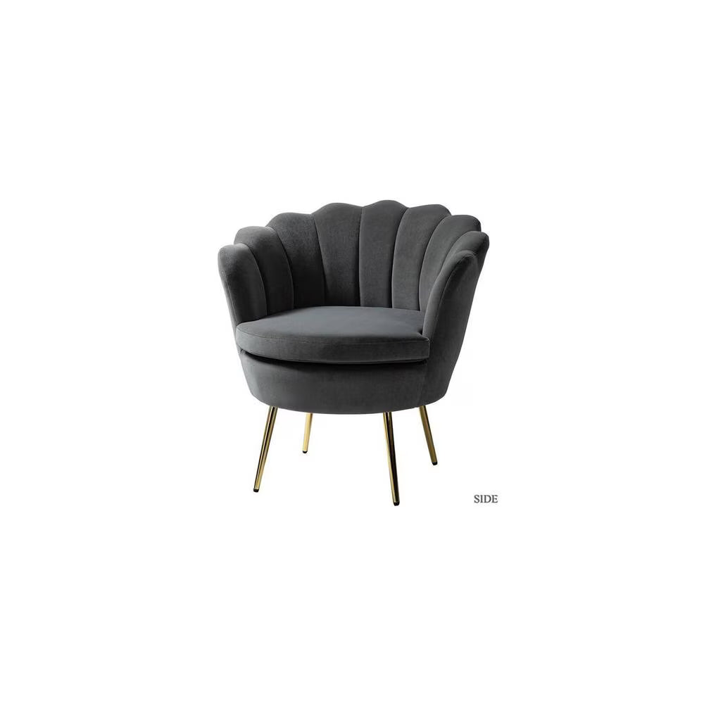 Flower Accent Chair In Suede - Luxe Maple
