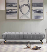 Foster Straight Bench in Grey Suede - Luxe Maple