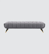 Foster Straight Bench in Grey Suede - Luxe Maple