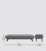 Foster Straight Bench in Grey Suede - Luxe Maple