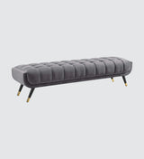 Foster Straight Bench in Grey Suede - Luxe Maple