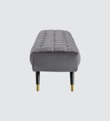 Foster Straight Bench in Grey Suede - Luxe Maple