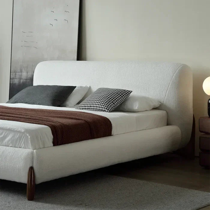 Grande Premium Upholstered Bed Without Storage | Brooklyn Fabric - Luxe Maple