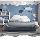 Sweet Cloud Upholstered Luxury Bed In Leatherette Blue