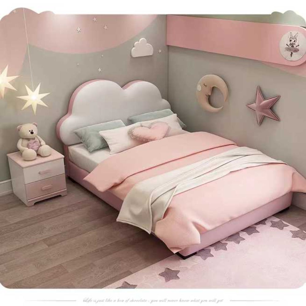 Sweet Cloud Upholstered Luxury Bed In Leatherette Pink