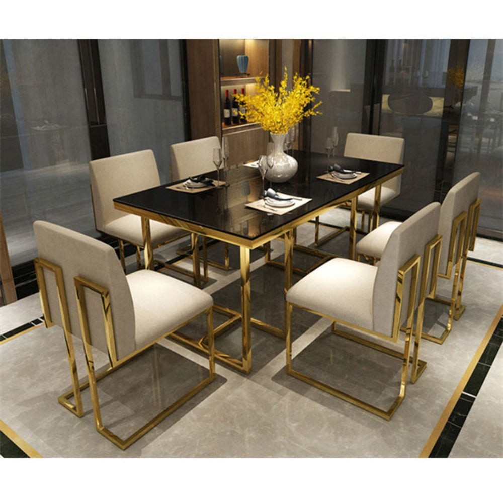 London Luxury Dining Table in Suede 4 Seater