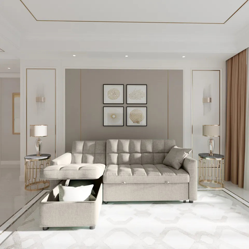Confy Sofa Cum Bed In Suede Beige