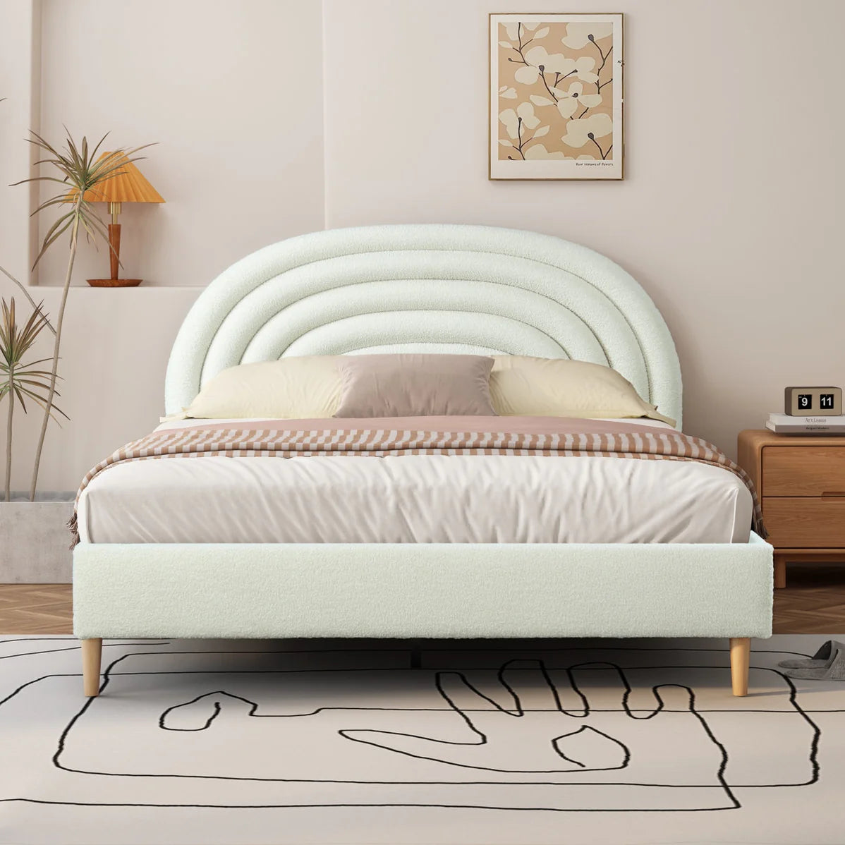 Hero Upholstered Non Storage Bed In Brooklyn - Luxe Maple White