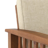 Jackson Wooden Sofa Set in Beige Suede - Luxe Maple