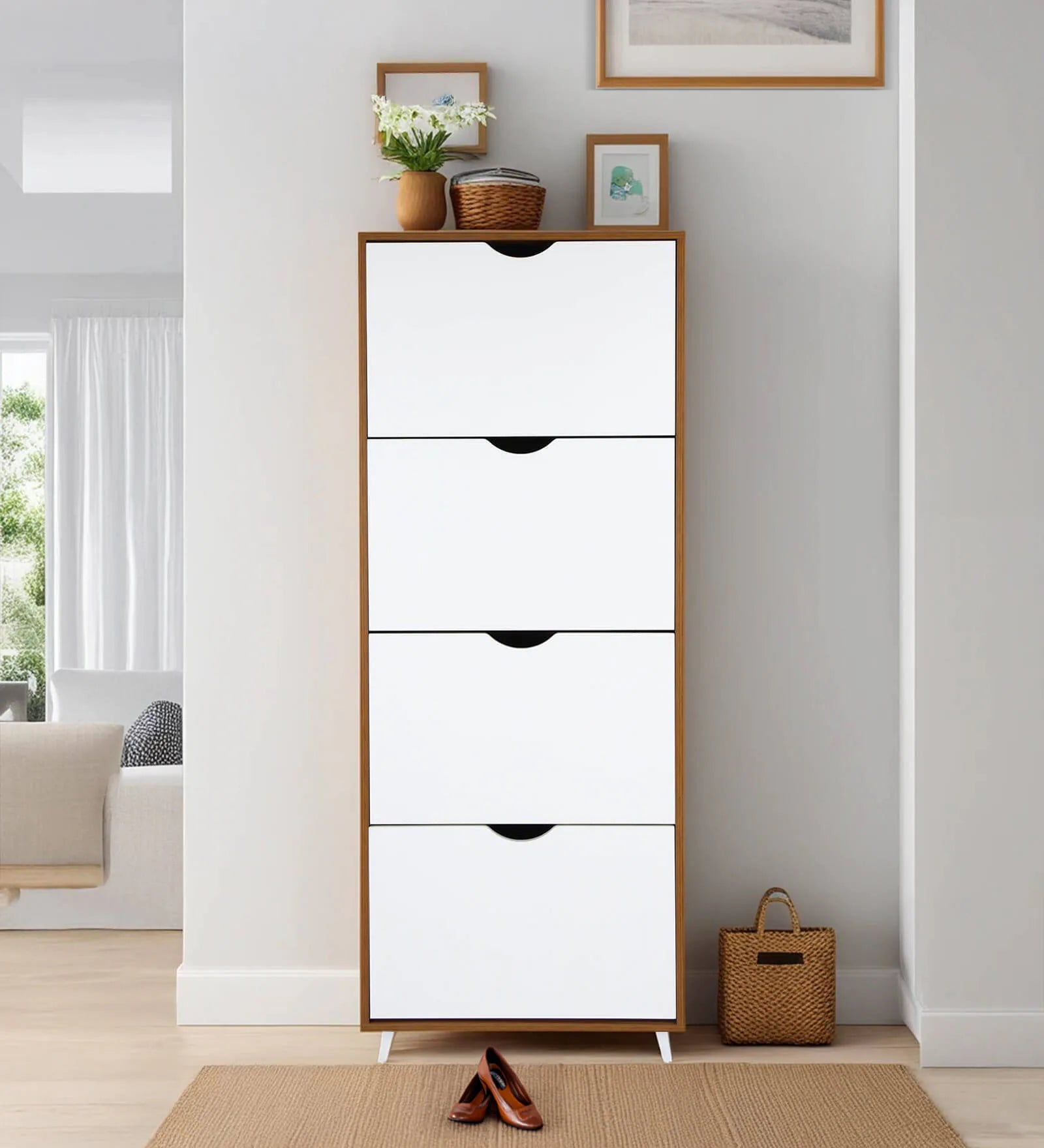 Kibo Shoe Rack In Laminate Wood - Luxe Maple