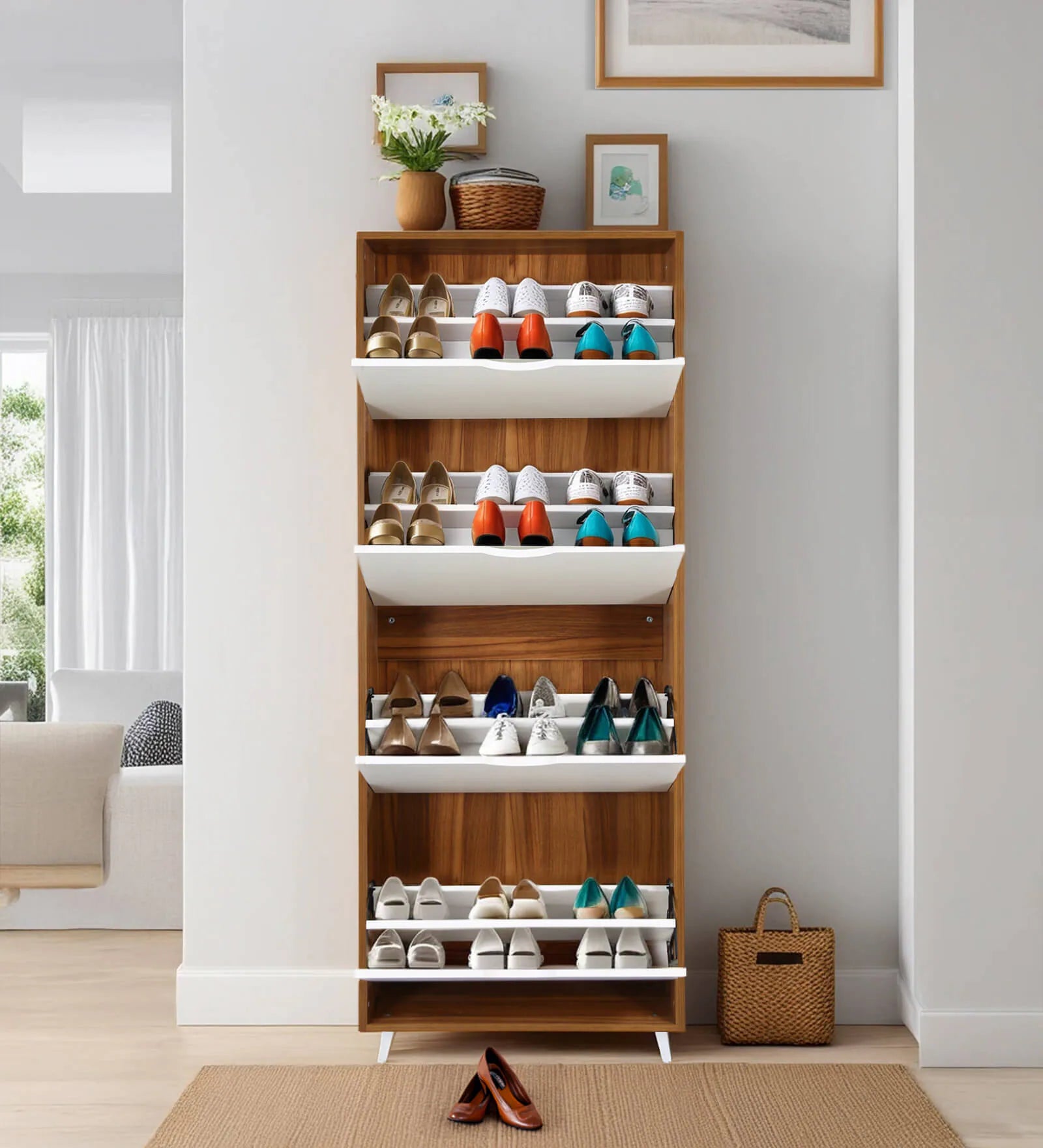 Kibo Shoe Rack In Laminate Wood - Luxe Maple