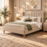 Knox Upholstered Bed In Beige Color