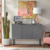 Strips Luxury Chest of Drawer in PU Polish Grey