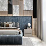 Loox Premium Upholstered Bed in Suede with Side Tables | Designer Bed - Luxe Maple