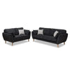 Baxton Straight Line Sofa Set in Suede - Luxe Maple