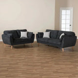 Baxton Straight Line Sofa Set in Suede