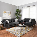 Baxton Straight Line Sofa Set in Suede Black