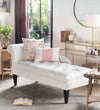 Mosco Velvet Chaise Lounger in White - Luxe Maple