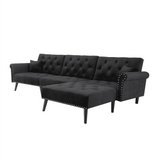 Tufted back Suede Chesterfield Sectional Sofa