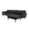 Tufted back Suede Chesterfield Sectional Sofa - Luxe Maple