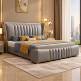 Relexo Luxury Upholstered Bed in Leatherette Luxe Maple Grey
