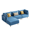 Ronaldo Sectional Sofa Set in Blue Color With Ottoman - Luxe Maple