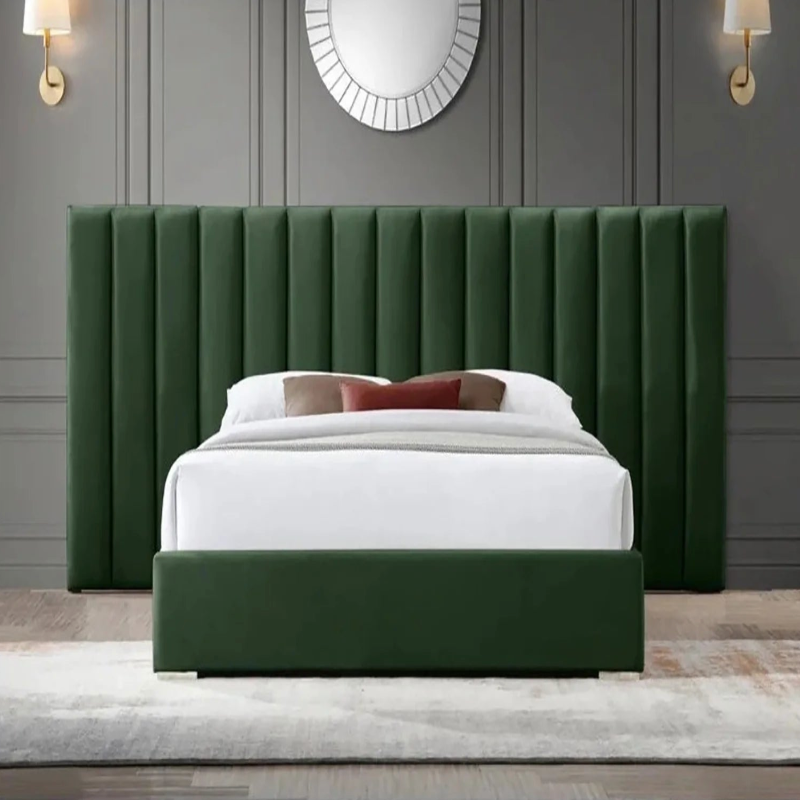 Longline Premium Upholstered Bed In Suede Green