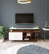 Skido Tv Unit In White & Walnut - Luxe Maple
