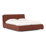 Stanford Premium Upholstered Bed In Leatherette - Luxe Maple