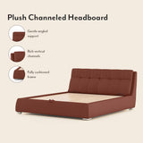 Stanford Premium Upholstered Bed In Leatherette - Luxe Maple