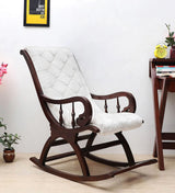 Trance Solid Wood Rocking Chair In Green Suede - Luxe Maple