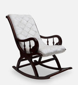 Trance Solid Wood Rocking Chair In Green Suede - Luxe Maple