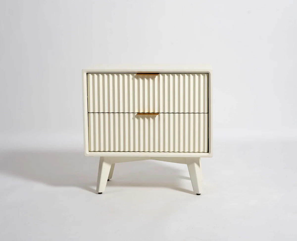 Uniline PU Polished Bedside Table - Luxe Maple
