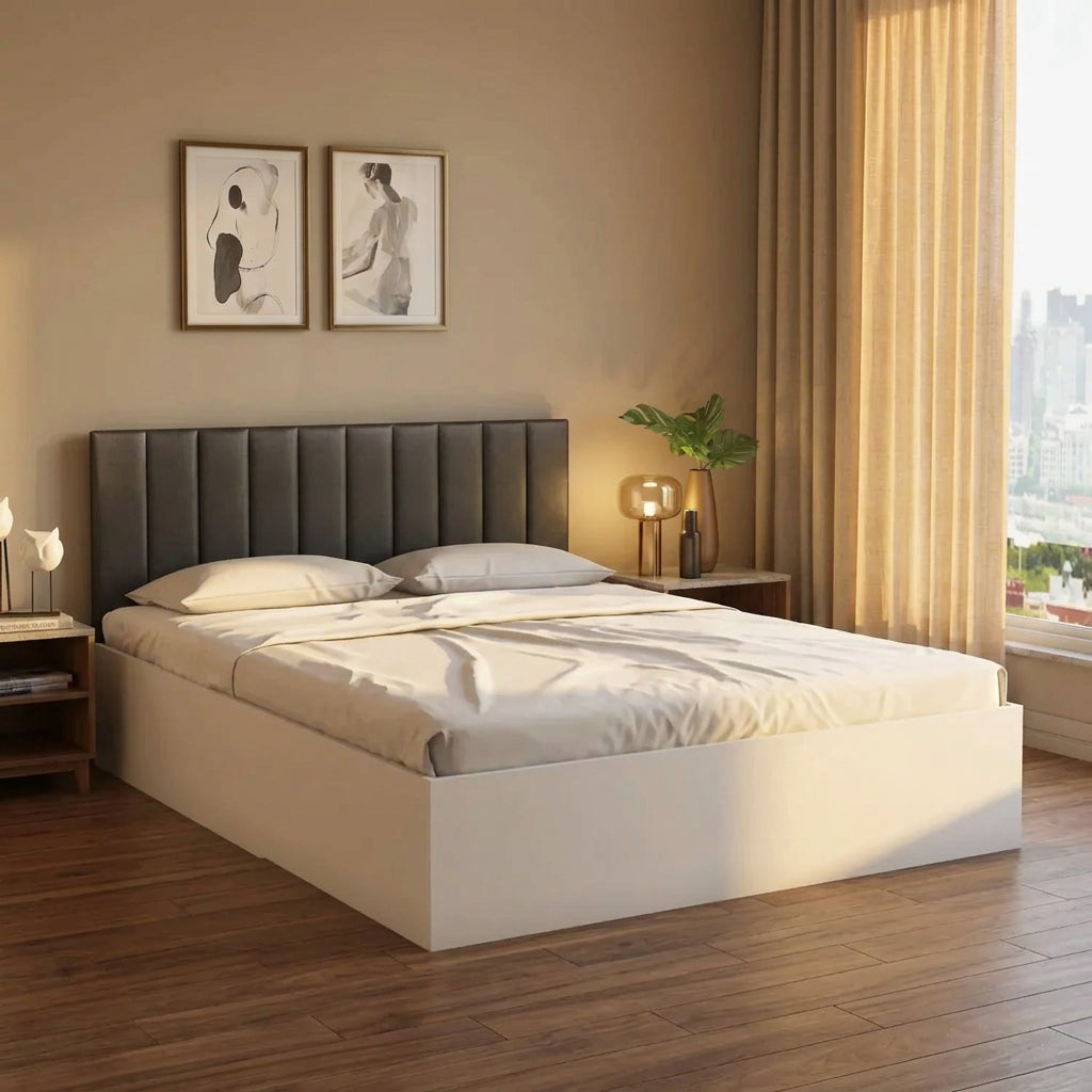 Unline Wood Luxury Upholstered Bed in Leatherette | Luxury Bed - Luxe Maple
