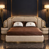 Vivo Premium Upholstered Bed With Side Tables in Suede - Luxe Maple