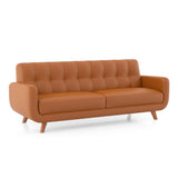 Wave Leatherette Sofa Set - Luxe Maple