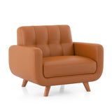 Wave Leatherette Sofa Set - Luxe Maple