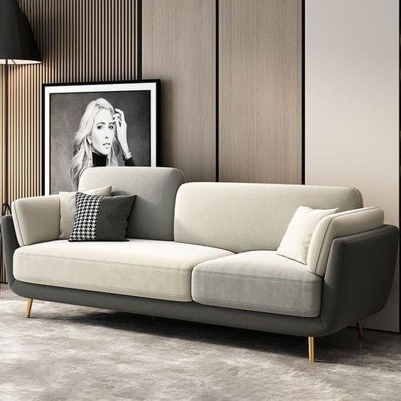 Bubbly Premium Sofa Set in Suede White + Charcoal