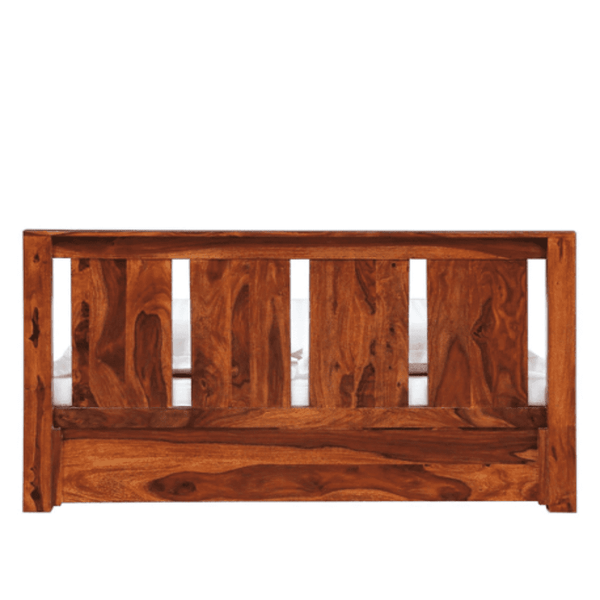 Honey Solid Wood King Size Bed with Storage in Honey Teak Finish - Luxe Maple