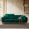 Turkish Arm Luxury Chesterfield Sofa Set in Suede Green