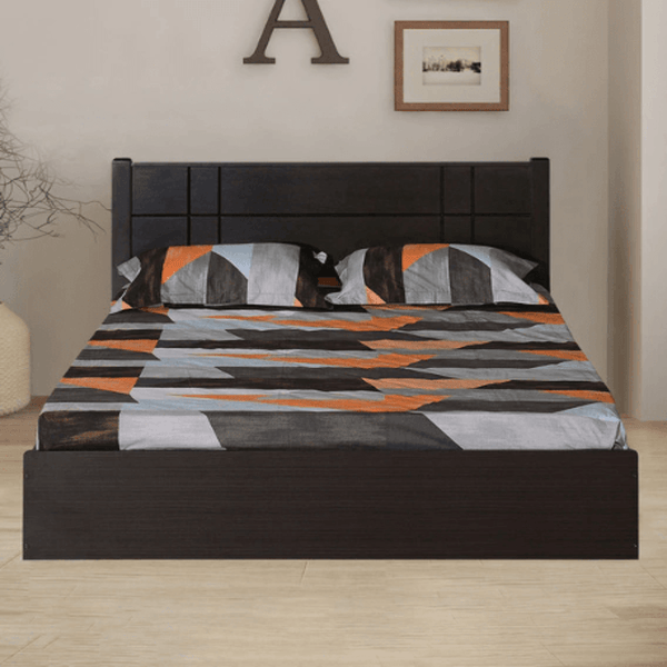 Cleopatra Bed with Storage in Brown Finish - Luxe Maple