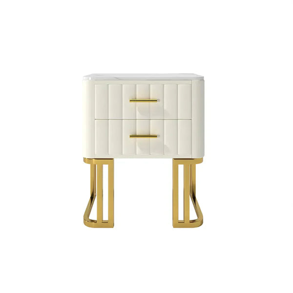 Gello Side Table in 2 Drawers in SS Frame.