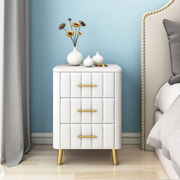 Masco Upholstered 3 Drawer Bedside.
