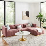 Unline Luxury Sectional Sofa in Suede Peach