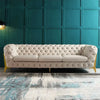 Beyone Luxury Chesterfield Sofa Set in Suede Off White